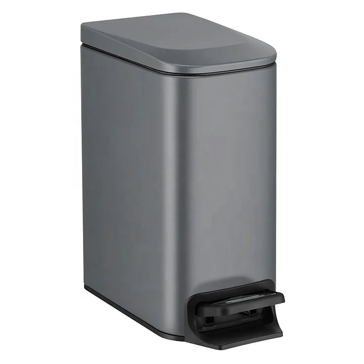 6 L 1.6 Gallon Stainless Steel Bathroom Trash Can Soft Close Lid Removable Inner Bucket Step Pedal Bedroom for Office Kitchen