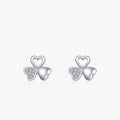 Ailmay Real 925 Sterling Silver Charm Lucky Clover Top Quality Cz Stud Earrings for Women Wedding Statement Fine Silver Jewelry