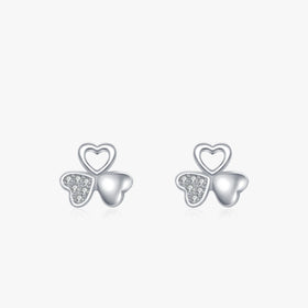 Ailmay Real 925 Sterling Silver Charm Lucky Clover Top Quality Cz Stud Earrings for Women Wedding Statement Fine Silver Jewelry