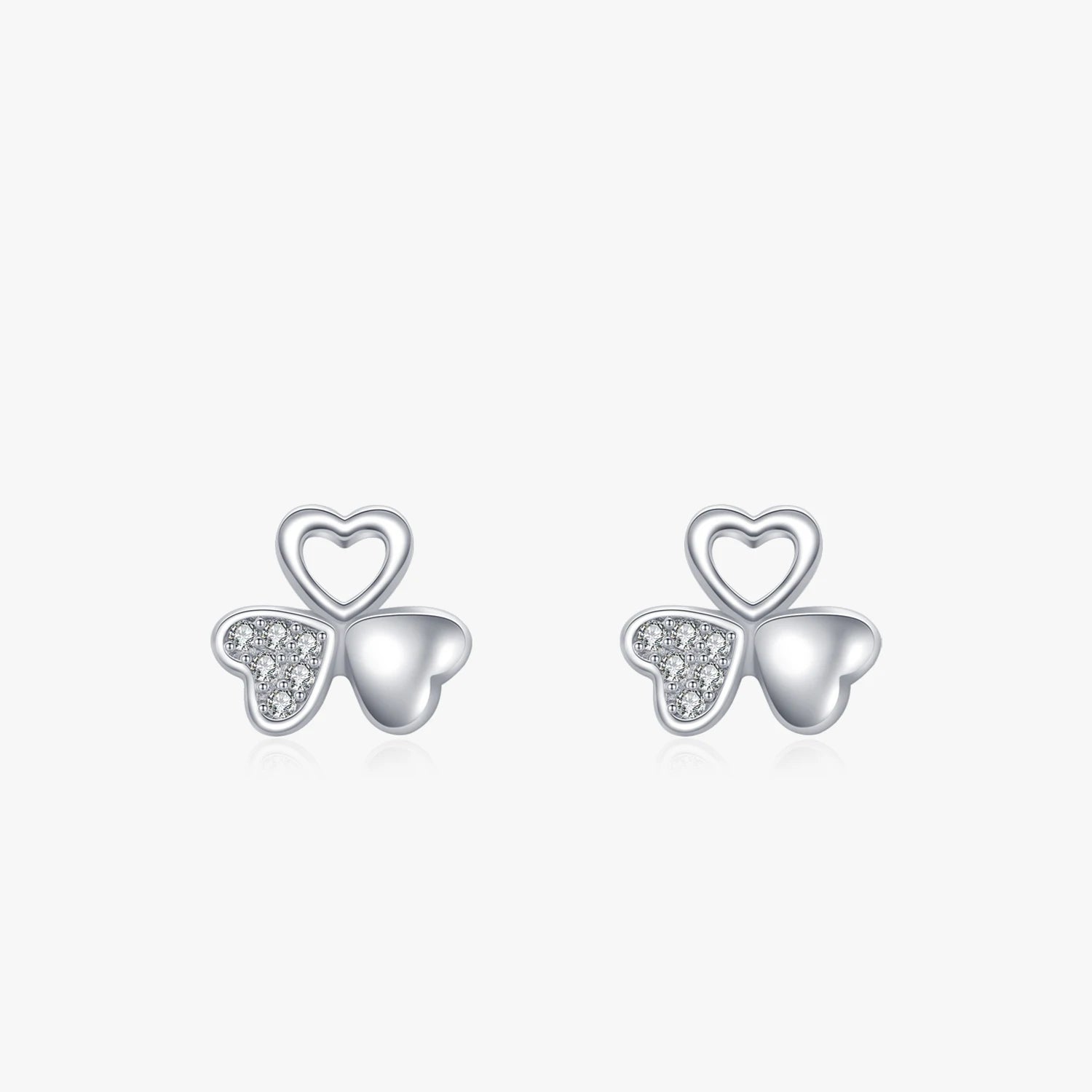 Ailmay Real 925 Sterling Silver Charm Lucky Clover Top Quality Cz Stud Earrings for Women Wedding Statement Fine Silver Jewelry