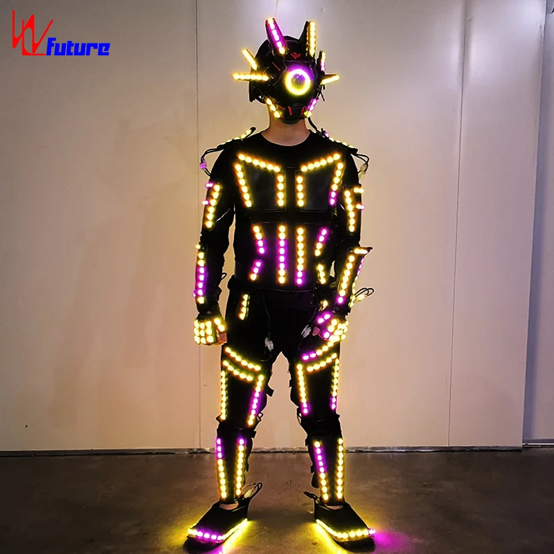 Customizable Iron Realistic 1-Piece Suit for Adults Kids Cosplay Luminous Mans Mascot Costume Ballroom Performance Wear