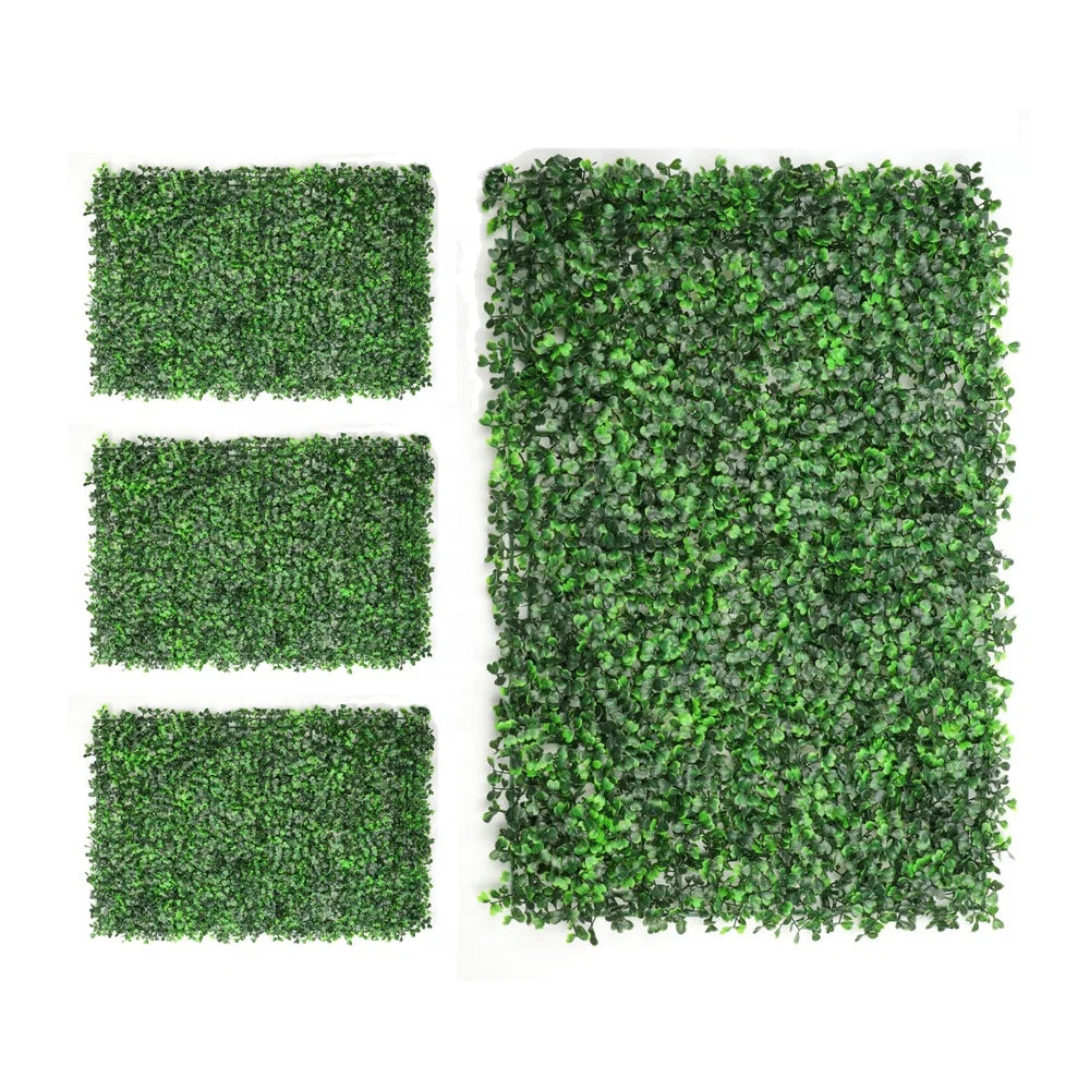 24X16 Inches Artificial Boxwood Hedge Grass Wall Panel Faux PE Vertical Garden System Shrubs Outdoor Green Leaf Wall System