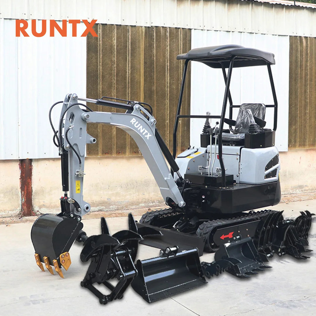 RUNTX Cheap Price 800kg 1TON 1.8 TON 2TON Mini Crawler Excavator with Roof