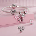 Factory Wholesale 925 Sterling Silver Pink Flower Spacer Beads Tree of Life Charms for Women Bracelet Making Accessories