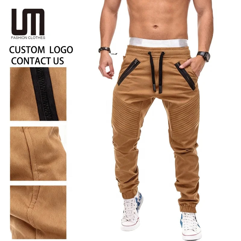 Custom Logo Wholesale Trends Products Spring Autumn Fashion Men Clothing Drawstring Casual Pants Jogging Slim Fit Trousers