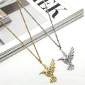 Fashion Non Tarnish Silver 18K Gold Plated Stainless Steel Charm Hummingbird Pendant Necklace Jewelry for Women
