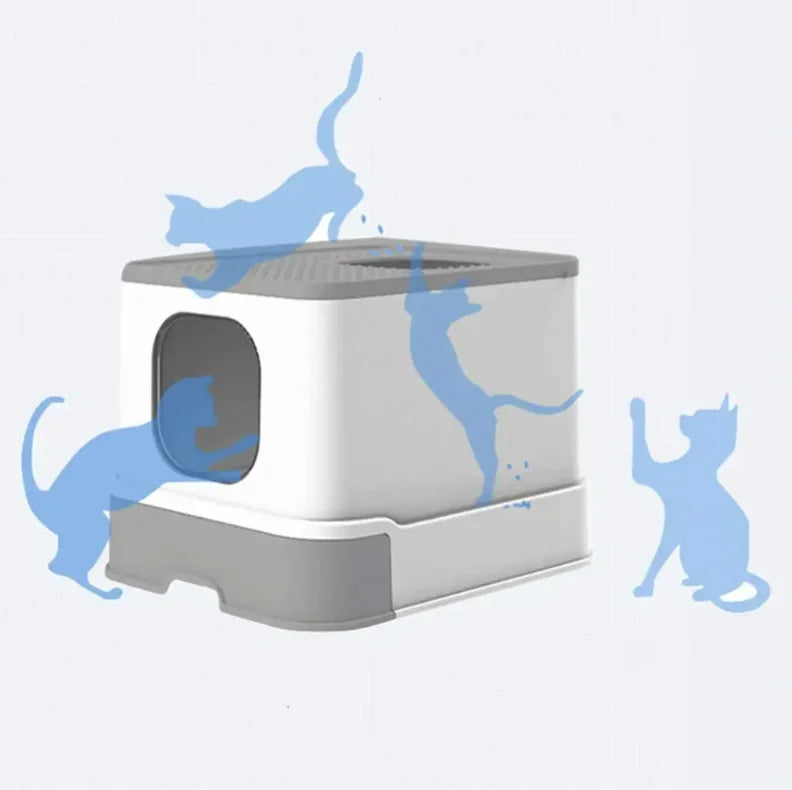 Large Cat Litter Box Drawer Top Entry Fully Enclosed Poop Deodorant Upper-entry Cat Litter Box Toilet