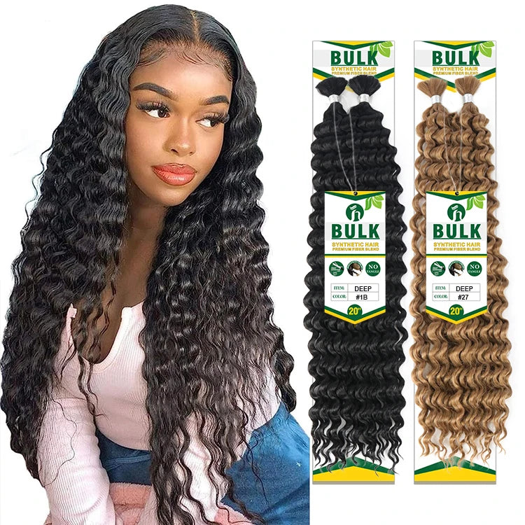 Julianna Wholesale 20Inch Deep Water Wave Super Wave Straight No Weft Synthetic Bulk Braiding Hair Extensions