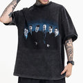 Screen Printing Acid Washed T-shirt Men Vintage T-shirt Acid Washed Style