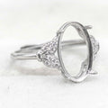 Sterling Silver 9*14mm Semi Mount Ring Empty Frame Blank Support Setting S925 Base Holder Without Center Stone for DIY Inlay