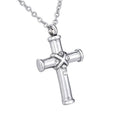 Micro-Diamond Cross Stainless Steel Ashes Urn Pendant Waterproof Christian Commemorative Cremation Charm Pendant