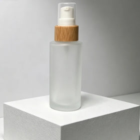 50ml Real Bamboo Frosted Glass Lotion Bottle Bamboo Treatment Pump Bottle