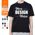 ZYtshirt Wholesale Customized Logo Printing Loose 100% Cotton 220 GSM Unisex T Shirt for Streetwear Hip Hop