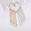 Non Pierced Alloy Plated Heart Shaped Ear Hook Crystal Rhinestone Moon Star Long Exaggerated Long Tassel Earrings