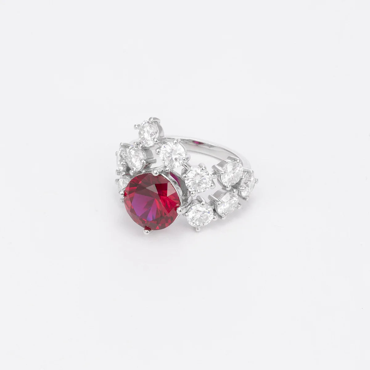 Tik Tok Hot Sale Wholesale Price Christmas Mossanite Silver 925 Ring with Red Stones Rings Moissanite Diamond Moissanite Rings