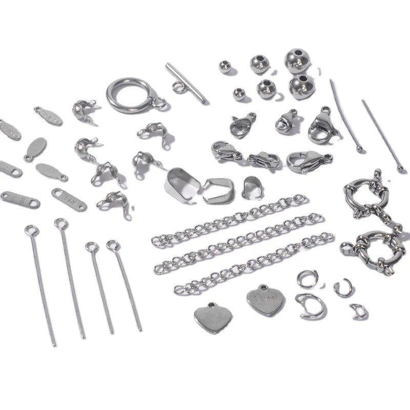 Wholesale DIY Stainless Steel Jewelry Set Includes Lobster Clasp & Split Ring for Bracelet Handcrafted Accessory Components