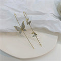 Stud Earrings Gold Plated Jewelry Butterfly Flower Pearl Long Cartilage Tragus Helix Zircon Cuff Bone Geometric Ear Clip