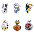 Multi Color Jewelry 925 Sterling Silver Animal Cat Turtles Ladybirds Dog Pumpkin Seahorses Charms for Jewelry Making