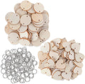 50pcs/set Wood Personalised Art Craft Sets Wooden Circles Heart Tags With Holes and Ring Clips Wooden House Decoration