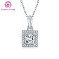 New Fashion 925 Silver Princess-Shaped Moissanite Pendant Necklace 5.5 mm 1 Carat Women's Gift
