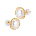 S925 Silver Needle Hand Wound Wire Bird Nest Design Natural  Freshwater Pearl Stud Earrings