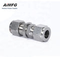 3/8 Inch Tube 316 Stainless Steel Polished Compression Double Ferrule Fittings Connector Duplex Bulkhead Union