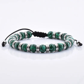 Women Natural Stone Bead Stainless Steel Clasp Mystery Style Bead Bracelet