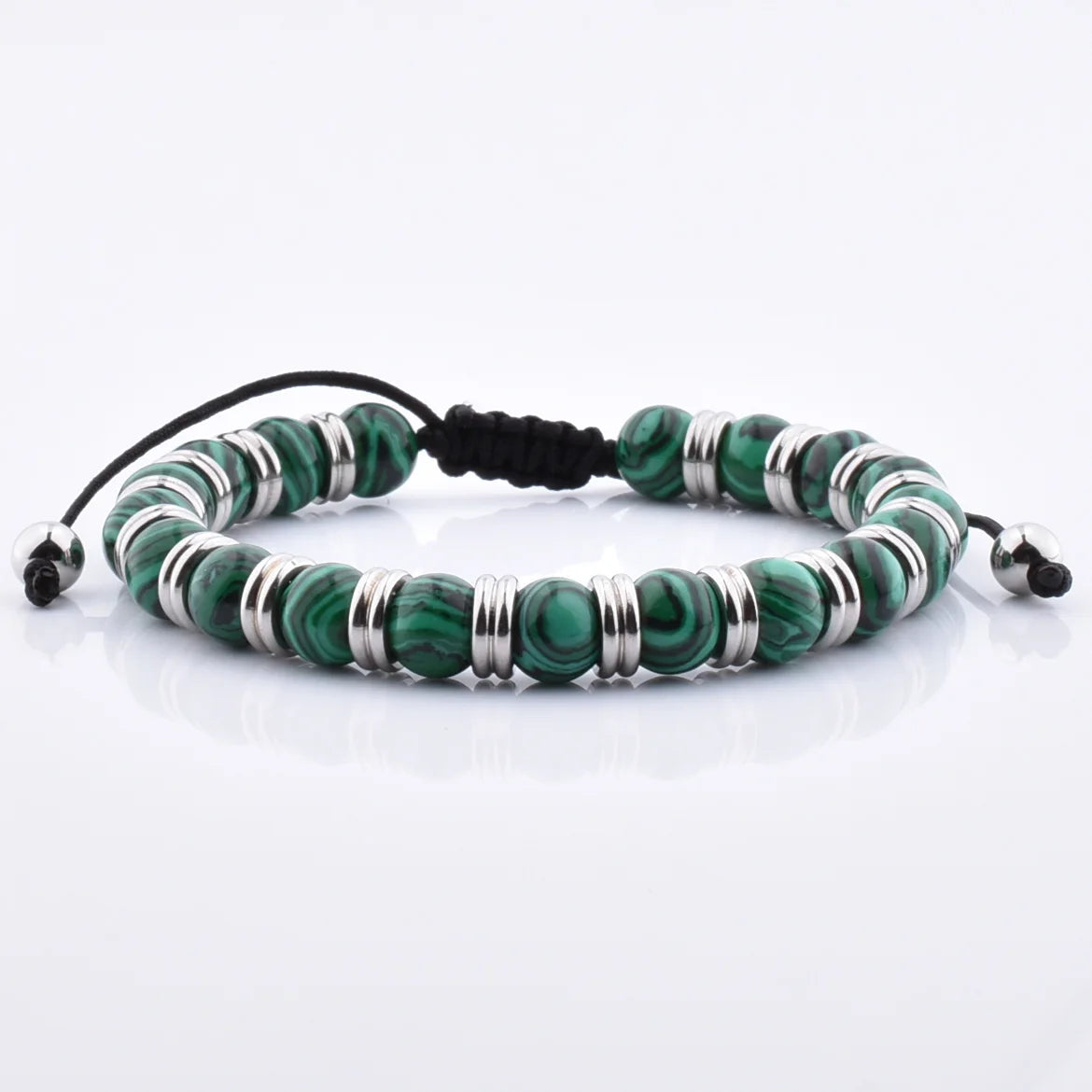 Women Natural Stone Bead Stainless Steel Clasp Mystery Style Bead Bracelet