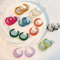 2023 Wholesale Manufacturer Fashion Jewelry C Shape Earrings Colorful Acrylic Pair Layies Blank Plastic Earrings for Female