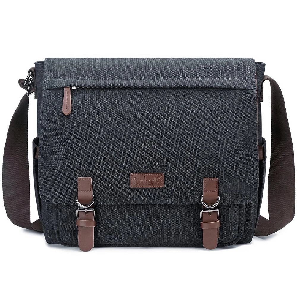 Wholesale Direct Sales Men's Messenger Bag Vintage Canvas Laptop Bag Women's 15.6 Inch Briefcase Rugged Shoulder Bag with logo