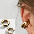 Lateefah OEM Non Pieced Metal Ear Clip Double Round C-shaped Ear Cuff Earrings for Women
