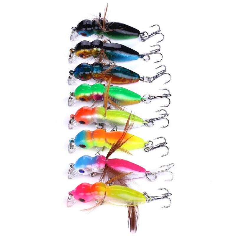 WEIHE 3.4g 4.5cm 8 Colors Artificial Hard Fishing Lure Insect Bionic Minnow Bait for Freshwater Saltwater
