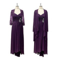 TEENYEE Wedding Guest Lace Beaded Applique Evening Dress Mother of the Bride Groom Dresses Gowns with Wraps