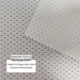 100% Polyester Breathable Sportswear Fabric 160cm 215-235gsm Anti-Static & Anti-Pill T-Shirts Shirts 75d 100d 50d Yarn Counts