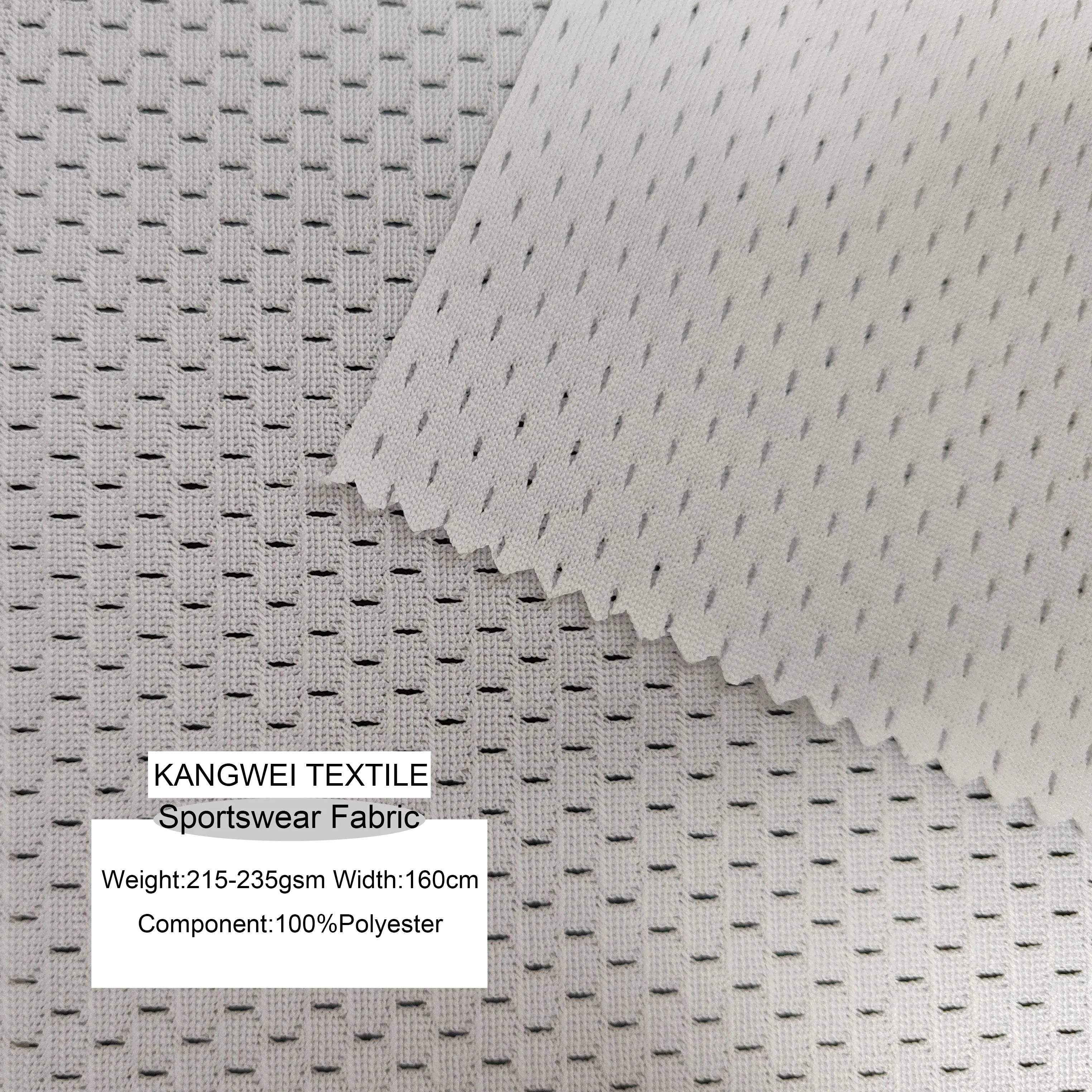 100% Polyester Breathable Sportswear Fabric 160cm 215-235gsm Anti-Static & Anti-Pill T-Shirts Shirts 75d 100d 50d Yarn Counts