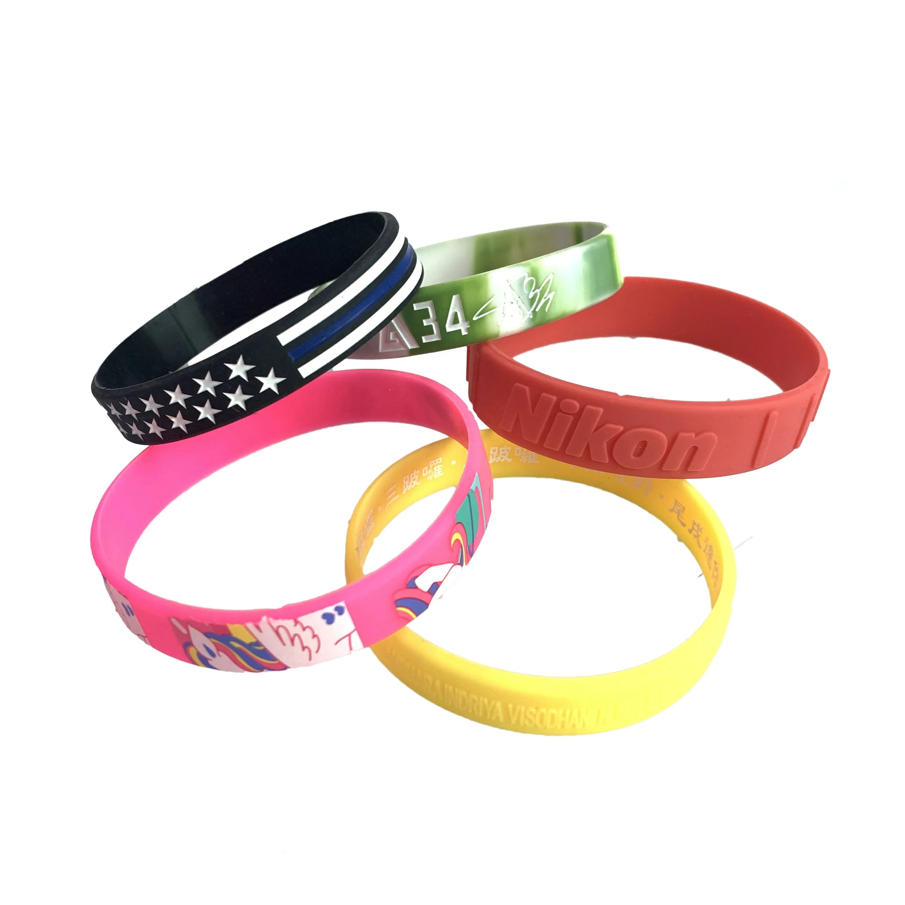 Geedyn Wholesale Customized Logo Silicone Wristband Bracelets Silicone Bangle Bracelet