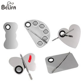 Private Label Small Big Palette Knife Painting Stainless Steel Ring Makeup Mixing Cosmetic Artist Hand Palette with Spatula