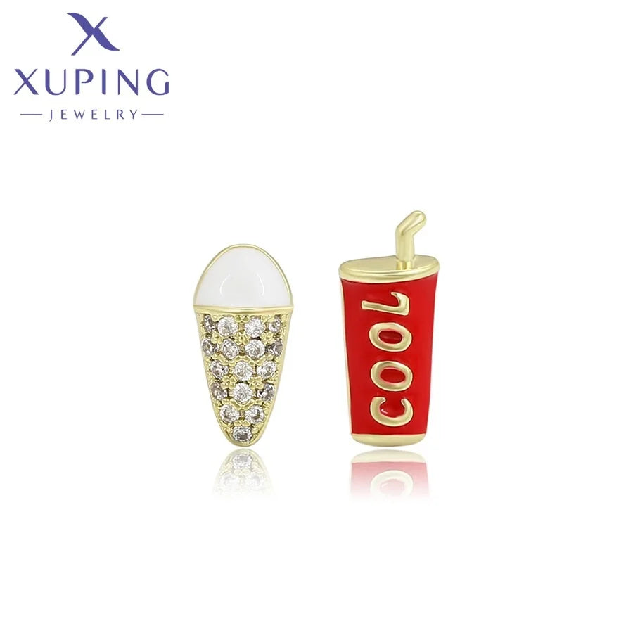 A00904787 XUPING Jewelry Fashion Unisex Hip Hop Y2K Summer Women Men Couple Cola Ice Cream Different Stud Earrings
