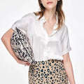 Summer Autumn Korean Solid Color Short Sleeve Casual Office Blouse Shirt 3202#