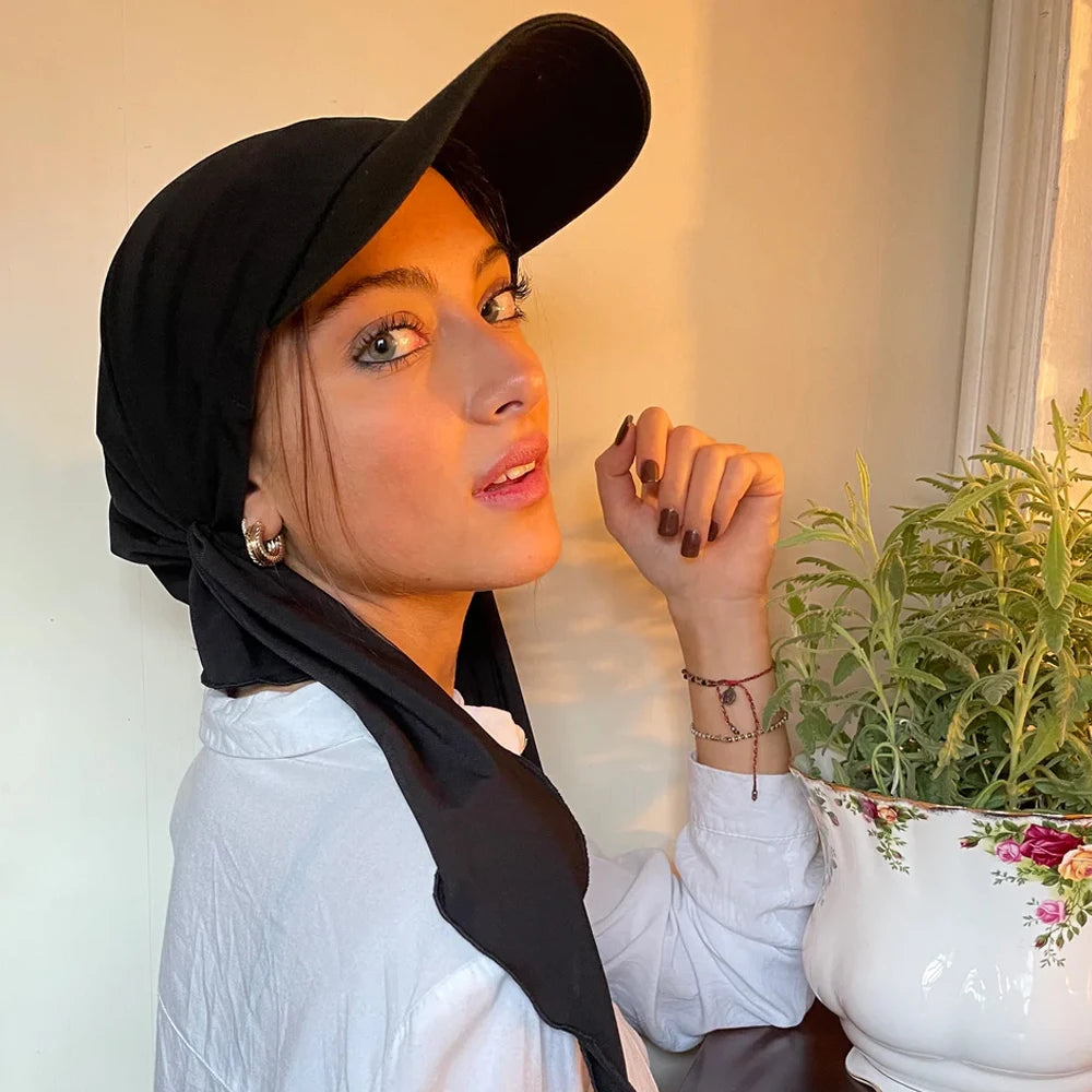 2022 New Instant Hijab Baseball Cap Scarf Sun Visor to Cover Conceal and Shade Hair by Uptown Girl Headwear