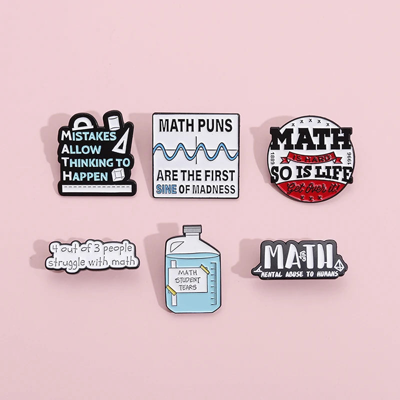 Geometry Enamel Pins Math Student Tears Beaker Badge Decorative Metal Pins Jewelry Mathematical Supplies Ruler Brooches Pins
