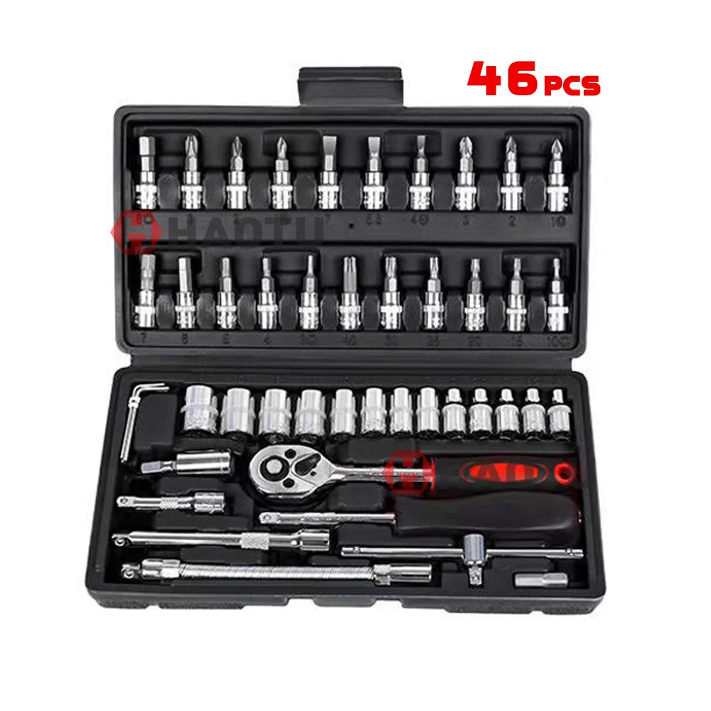 46pcs Car Motorcycle Tool Wrench Socket Tool Set Mechanical Tools Set