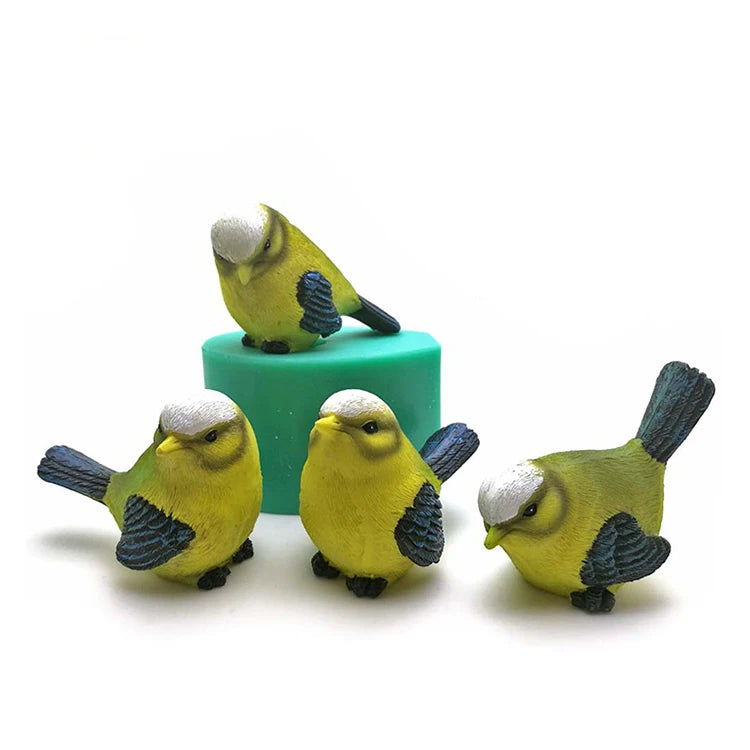 YS 3D 4 Style DIY Silicone Bird Molds Simulation Cuckoo Soap Candle Molds Sparrow Bird Salt Sculpture Mould Cake Decoration Tool