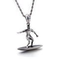 Vintage Sports Mens Custom 3D Model 316l Stainless Steel Silver Pendant Surf Necklace