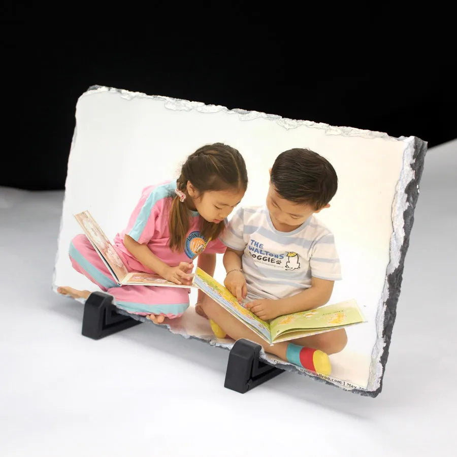 Topjlh Custom Sublimation Rock Slate Handmade Rectangle Photo Display Personalized Retro Home Decor Souvenir Gift