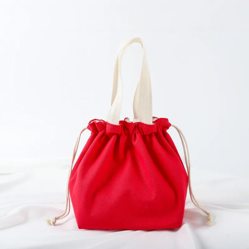 Best Sale Canvas Handle Bag Drawstring Pouch Colorful Storage Candy Bag Hand Packing for Party Festival