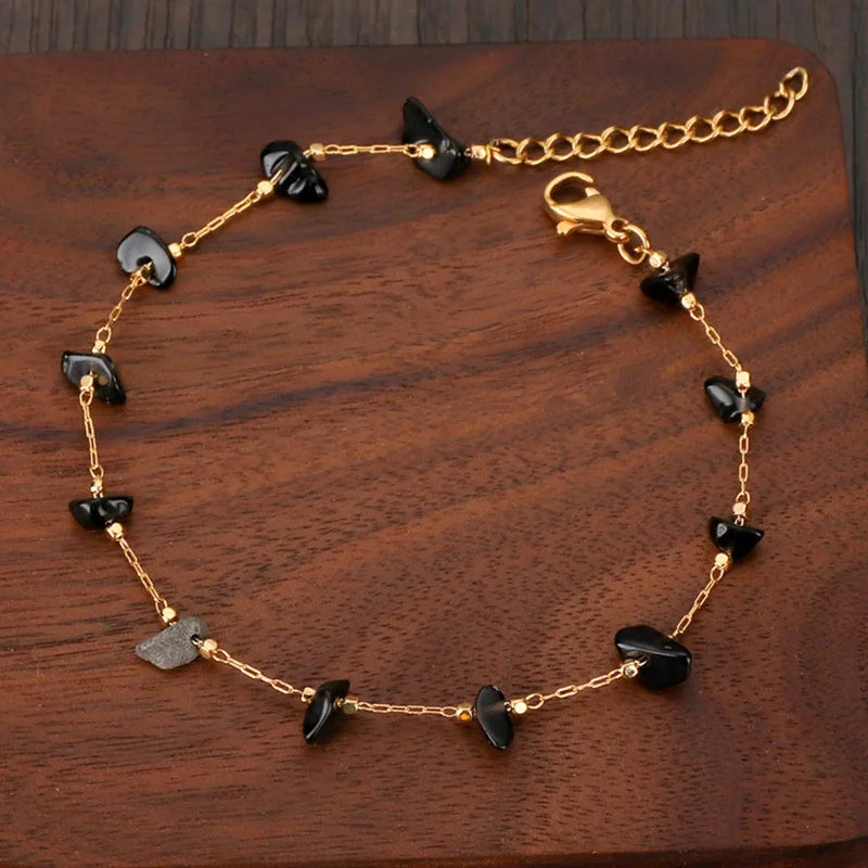 Chip Stone Stainless Chain Hand Chain Bracelet for Female S309