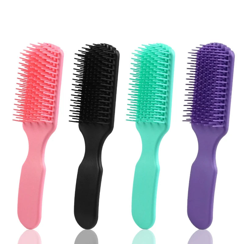 New 9 Rows Custom Logo Detangling Massage Detangle Hair Brush for Curly Hair