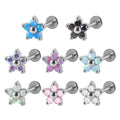 Wholesale G23 Titanium Steel Opal Gem Labret Lip Ring Cubic Zircon Flower Ear Cartilage Tragus Helix Weddings Engagements