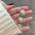 2023 Round Pearl Earrings Simple Female Elegant Korean Jewelry Pendientes De Mujer Round Pearl Earrings